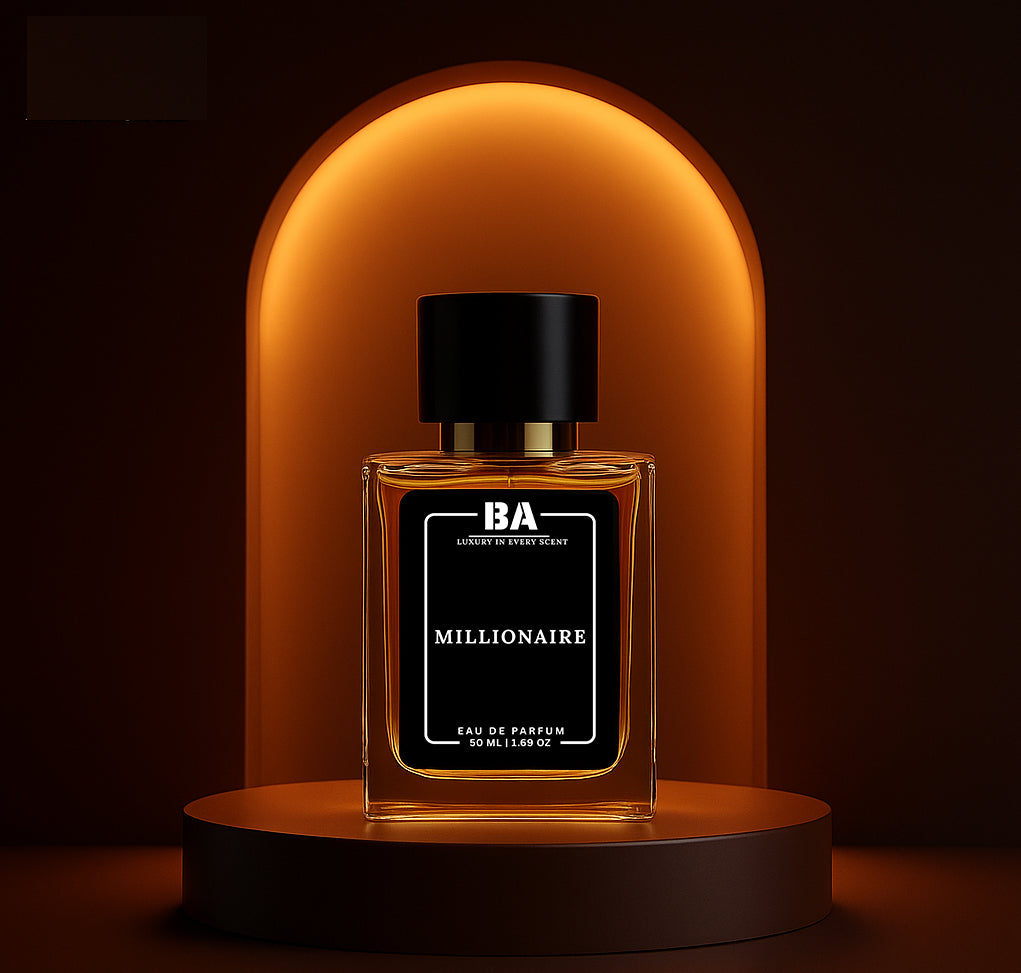 Bell Aroma Millionaire Eau de Parfum luxury fragrance bottle on elegant glowing background