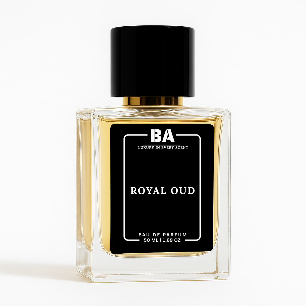 Royal Oud Eau de Parfum 50ml perfume bottle with luxury black label design