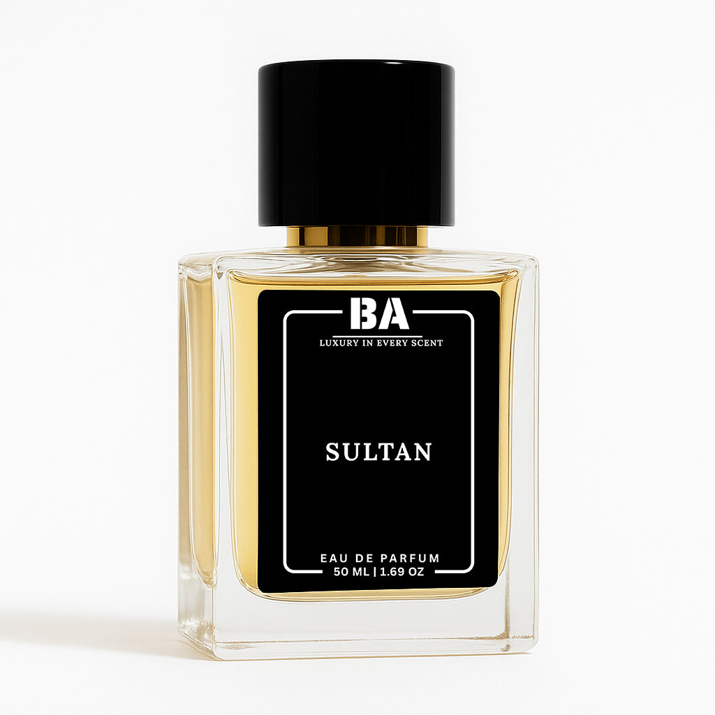 Sultan Eau de Parfum 50ml fragrance bottle with modern black cap and label